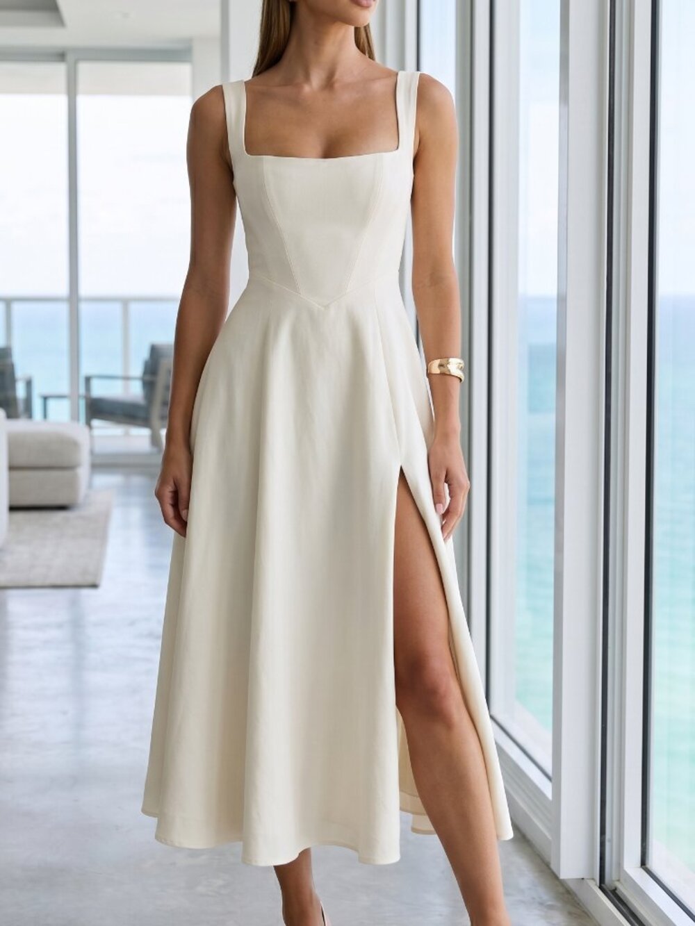 NWT REVOLVE Australia SHOWPO Bernie square neck full skirt midi dress US12
